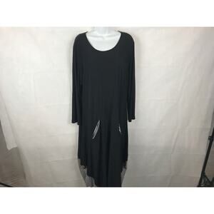 Sophia NYC Women's Black Sleeve Dress Lagenlook Stretch Relaxed Size L